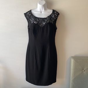 ⚡️Last days! Laundry by Shelli Segal Blk Dress w Lace Trim SZ 10